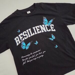Mens Vital Apparel Resilience Graphic‎ Tee T-Shirt Oversize Black Butterfly XL